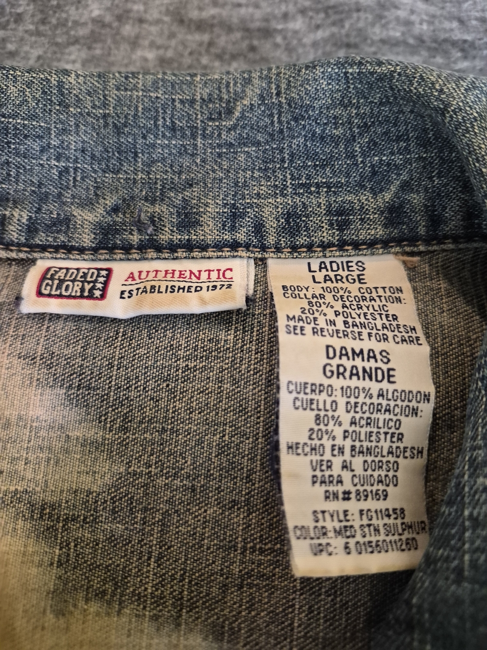 Upcycled Y2K Blue and Cream Embellished Denim Jacket - Picture 12 of 16